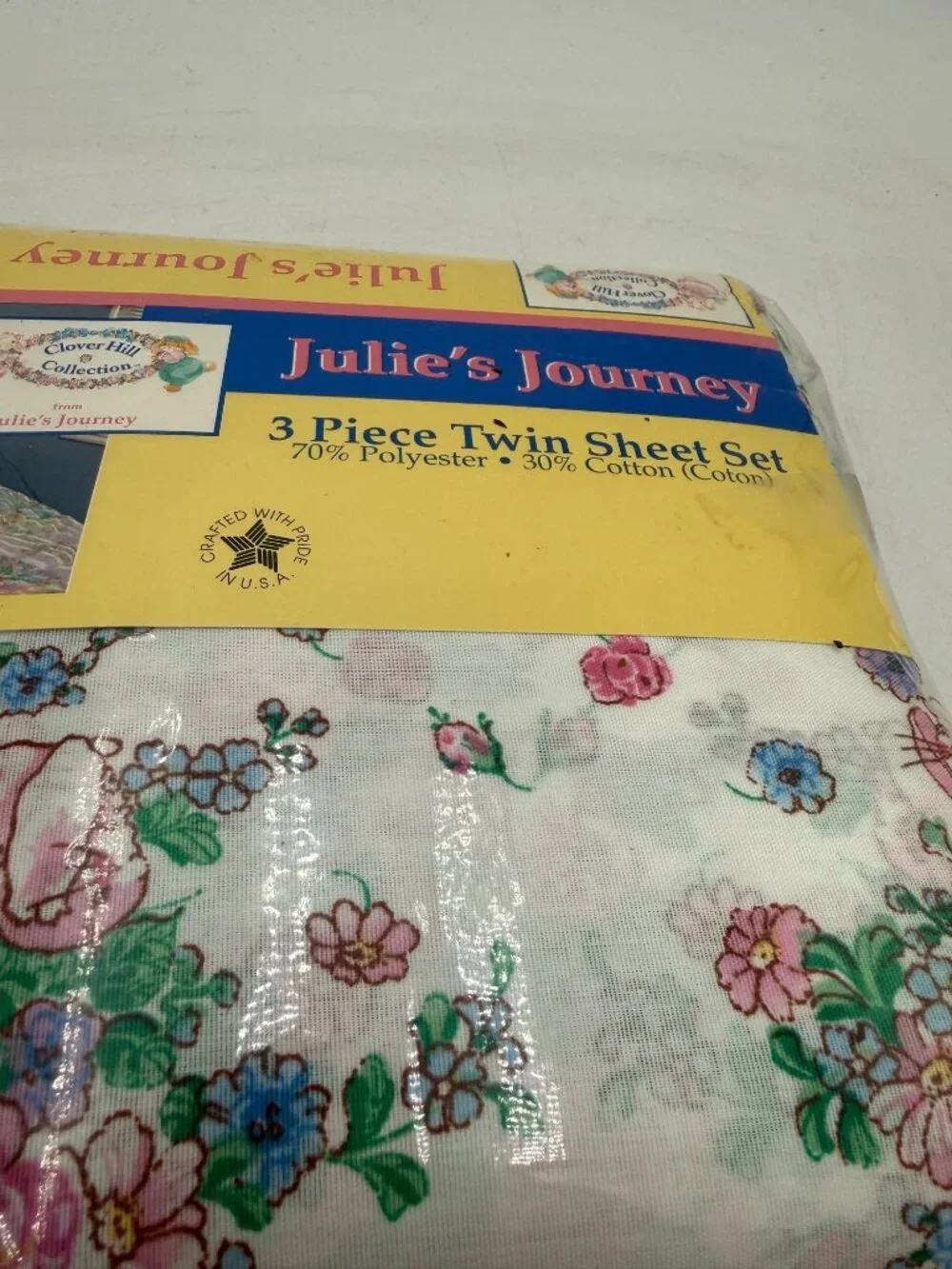 Vintage Julies Journey 3 Piece Twin Sheet Set Floral Print Made In USA